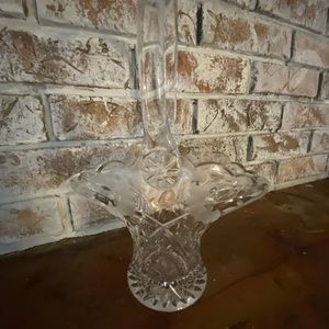 Beautiful Princess House Vintage 24% Lead Crystal Basket Etched Flowers.